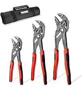 HAUTMEC 3PCS Adjustable Pliers Wrench Sets (7 10 12"), Smooth Jaw Parallel Pliers, Heat-Treated C...