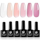 MIRAGE LAYON Gel Nail Polish Set 6 Colors Jelly Gel polish White Pink Red Nude Nail Polish Soak O...