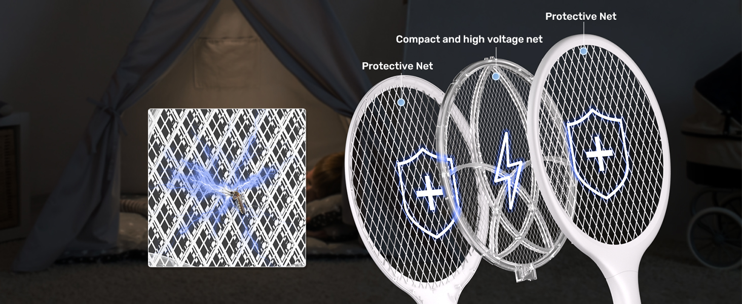 Electric Fly Swatter 4000V Bug Zapper Racket Dual Modes Mosquito Killer