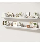 FLYJOE 72 Inch Floating Shelves | 6.5 Inch Deep White Floating Shelves Set of 2 | 72" W x 6.5" D ...