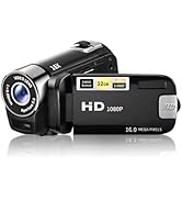 Video Camera Camcorder, 1080P 16MP DV Camera Vlogging Recorder, 2.7in TFT 270 Degree Rotatable 16...