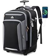MATEIN Rolling Backpack with Wheels, Flight Approved Anti Theft Rolling Bookbag Fits 17
