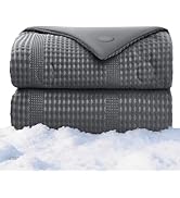 bedsmile Waffle Weave Cooling Comforter Queen Size, Q-Max 0.45 Reversible Cooling Blanket for Hot...