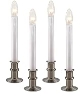 612 Vermont Ultra-Bright LED Window Candles with Timer, Battery Operated, Metal Base, White Candl...