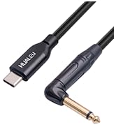 USB C to 1/4&amp;#34; TS Right Angle Electric Bass Guitar Cord for Recording