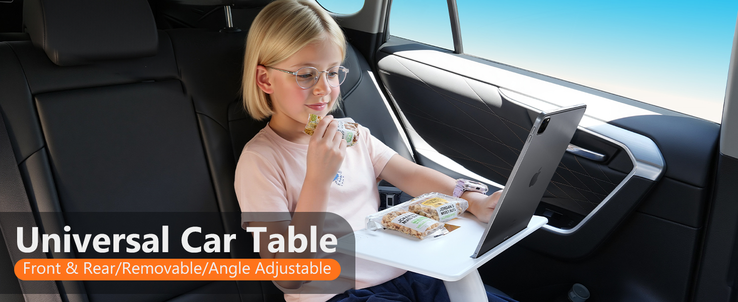 Car Seat Tray Table, Rotatable Travel Tray for Kids/Adults
