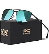 LUENX Rectangular Polarized Aviator Sunglasses for Men Retro Square Driving Shades UV400 Protection