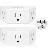 HITRENDS Multi Plug Outlet Extender 2 Pack, Small Electric Outlet Adapter, Small 3 AC Plug Extend...
