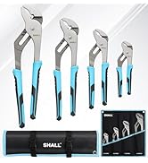 SHALL 4-Piece Groove Joint Pliers Set, 12/10/8/6 Inch Adjustable Water Pump Pliers with Cushion g...