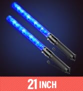 RoadHero 2 Pack 21inch Traffic Wands, Blue Led Traffic Control Baton, Night Safety Light Wand wit...