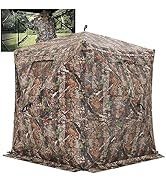 Huskfirm Hunting Blind See Through with Silent Magnetic Door&amp;Sliding Windows,2-3 Person Pop Up Gr...