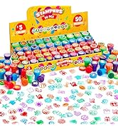 JOYIN 50 Pcs Assorted Stamps for Kids - Self-Ink Stamps with 50 Designs for Birthday Party Favor,...