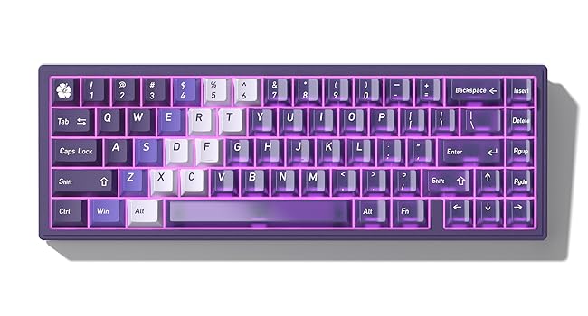 Pink Keyboard Keycaps Jelly,Cute Clear Keycaps PBT/PC, Transparent Custom keycap 75%,dye Sub Keycaps