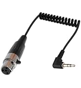 YANBORONSN 90 Degree Gold Plated 3.5mm to mini XLR 3Pin Female Coiled Cable, 1/8 inch Jack TRS St...