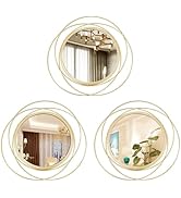 3 Set 13.5 inch Gold Circle Mirrors Wall Decor Iron Frame Wire Mirror Metal Circular Mirror Home ...