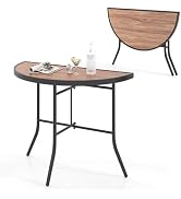 Giantex Half Round Folding Table, Half Moon Dining Table with Heavy-Duty Metal Frame, Portable Sp...