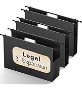 NORDUN Plastic Legal Hanging File Folders Extra Capacity,3" Expanding Pocket Legal Size,Expandabl...