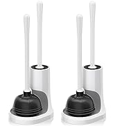 uptronic Toilet Plunger and Brush, Bowl Brush and Heavy Duty Toilet Plunger Set with Holder, 2-in...