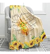 Jekeno Christian Sunflower Blanket Inspirational Spiritual Religious Faith Gifts for Women Men Ki...