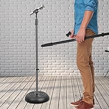 Universal Compact Base Microphone Stand; Adjustable Heavy Duty; Lightweight; Professional Stage