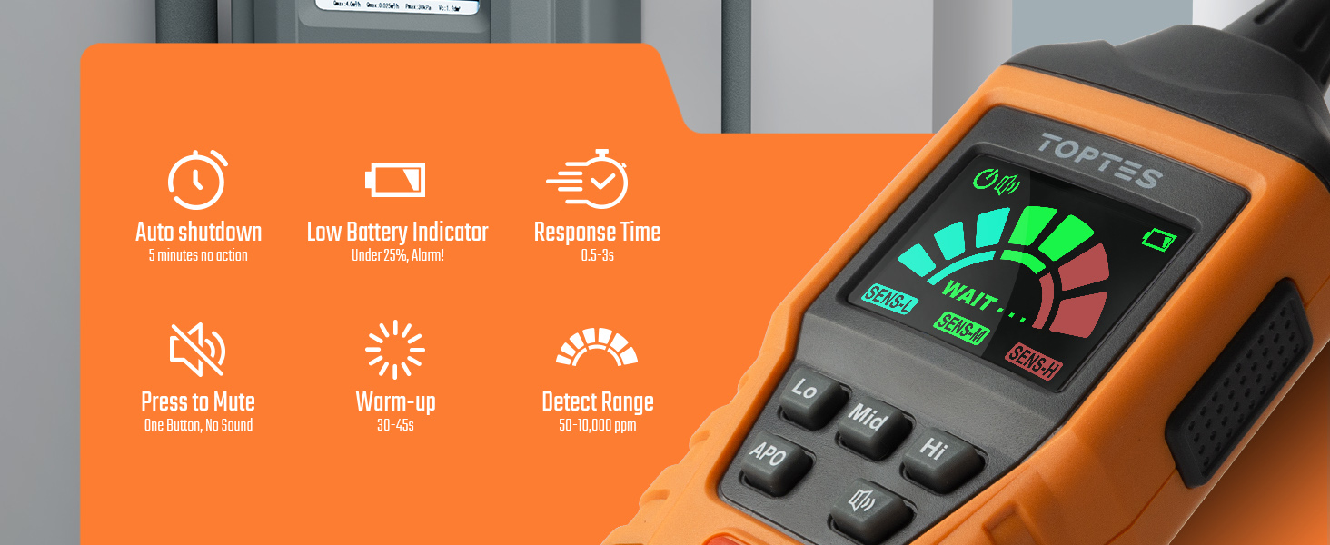 TOPTES PT520A Gas Leak Detector Natural Gas Detector