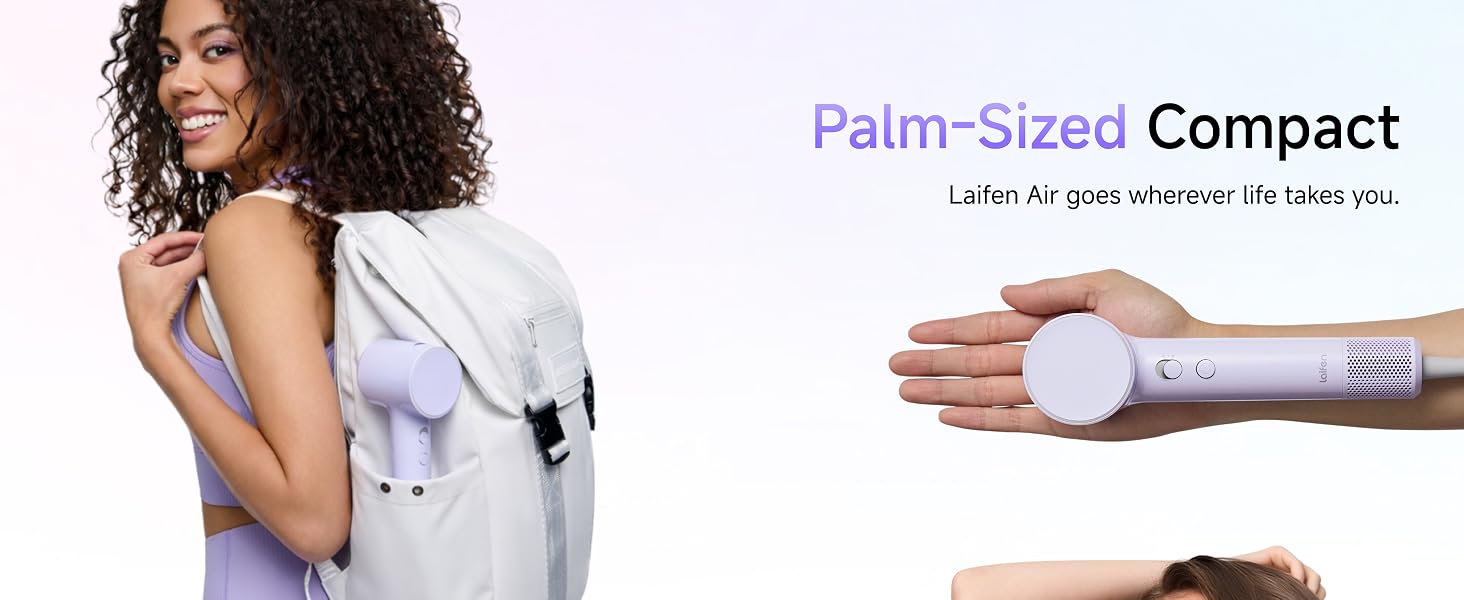 Palm-Sized Compact. Laifen Air goes wherever life takes you. Mini hair dryer, hair dryer for travel.