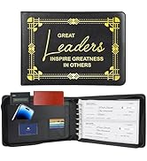 Zippered Business Checkbook Binder, Premium PU Leather Organizer with 2 Loose-Leaf Binder Pockets...