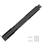 LONTAN 1 Piece Black Center Mount Drawer Slides 16 Inch - Bottom Centered Drawer Mount 3/4 Extens...