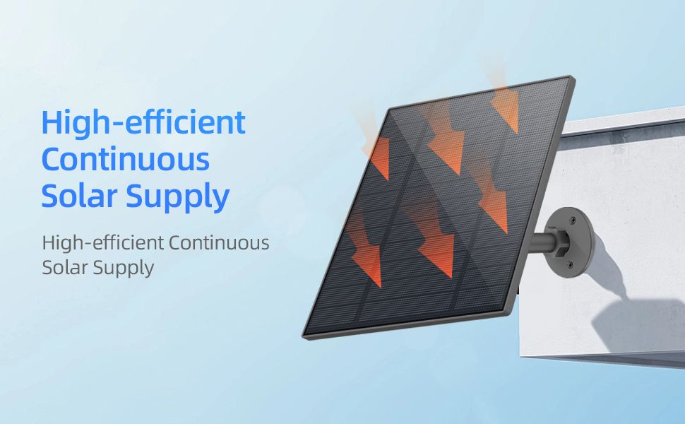 5W Solar Panel for Security Camera, Solar Panel with Micro USB &amp;amp; USB-C Port for DC 5V Battery Camera