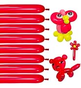 100pcs Red 260 balloons, Thickening Latex Long Twisting Balloons for Animal Model for Halloween X...