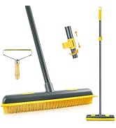 NEWE Rubber Pet Hair Removal Broom with Lint Fur Remover Tool, 57.5 inches Long Handle Silicone C...