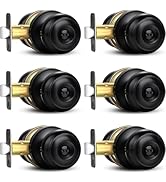Sopoby Privacy Door Knob, 6 Pack Matte Black Round Keyless Doorknobs Interior/Exterior Lockset, P...