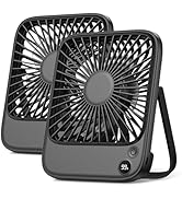 TOPK 2 Pack 5000mAh Portable Desk Fan, Ultra-thin Strong Wind Digital Display 4 Speeds Adjustable...