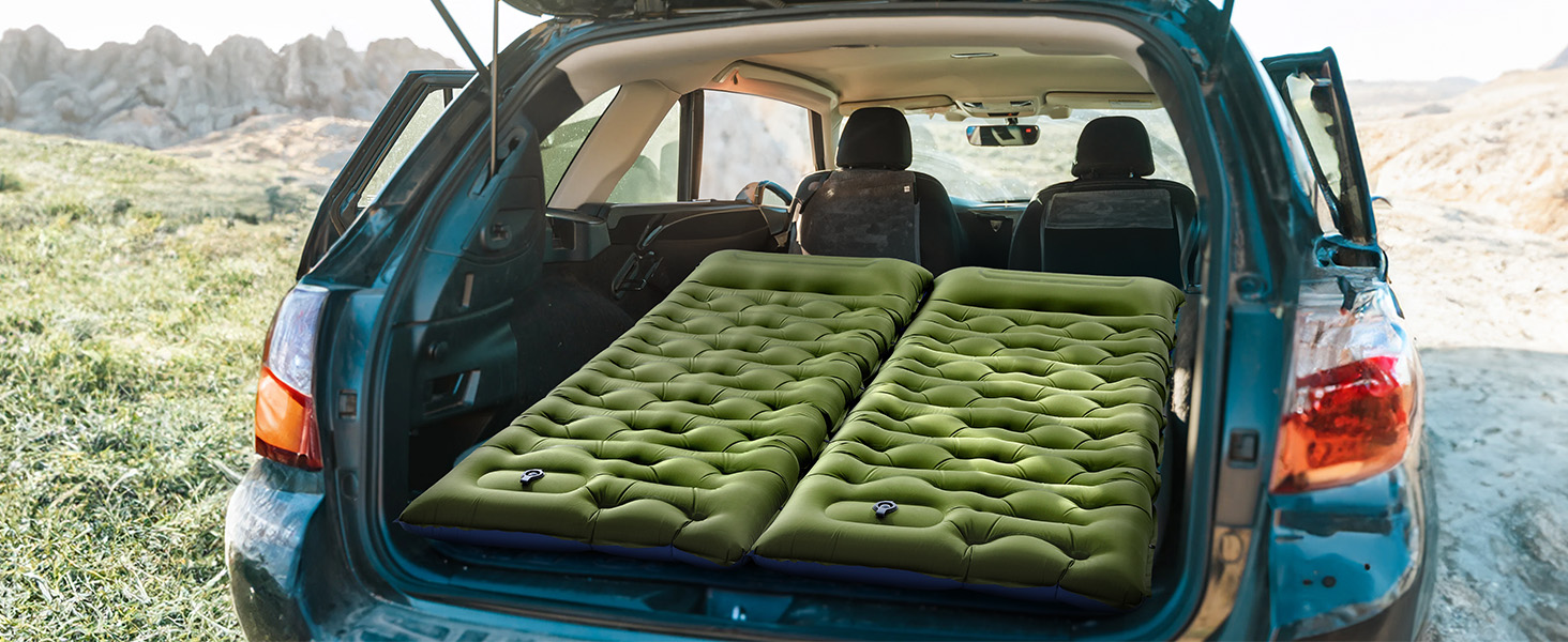 Camping Sleeping Pad,5.9 Inch Thick Camping Mat with Built in Pillow and Foot Pump