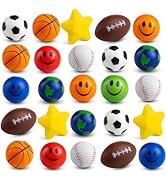 Bulk Mini Stress Balls for Kids (25 Pack) 2-3 Inch Soft Squeezable Squishy Fidget Toys Balls, Var...
