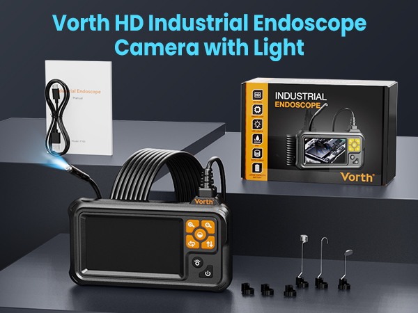 Vorth Endoscope Camera with Light, 4.3&amp;#34; IPS Screen 1080P Borescope Tools with 8 LED Lights