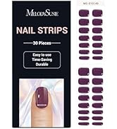 MelodySusie Semi Cured Gel Nail Strips (Dark Purple Cat Eye)- Works with Nail lamp, Salon-Quality...