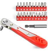 22 PCS Ratchet Screwdriver Set, Mini Ratchet Wrench Screwdriver Bit Set, 1/4 Ultra Low Profile Mi...