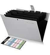 SKYDUE Grey Accordion File Organizer, File Folders with 8 Pockets, Expanding Folder with Labels, ...