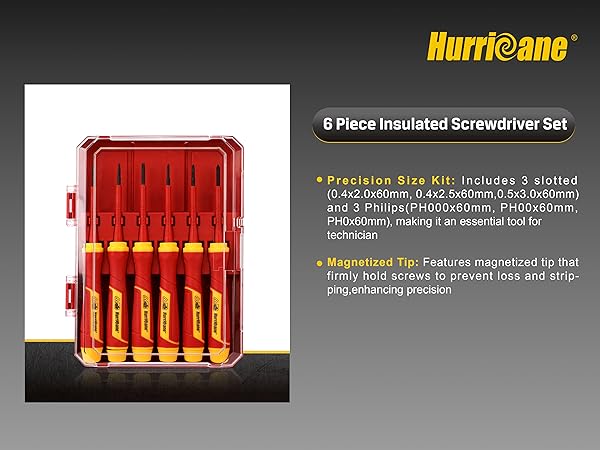 HURRICANE 6 Piece Insulated Precision Screwdriver Set