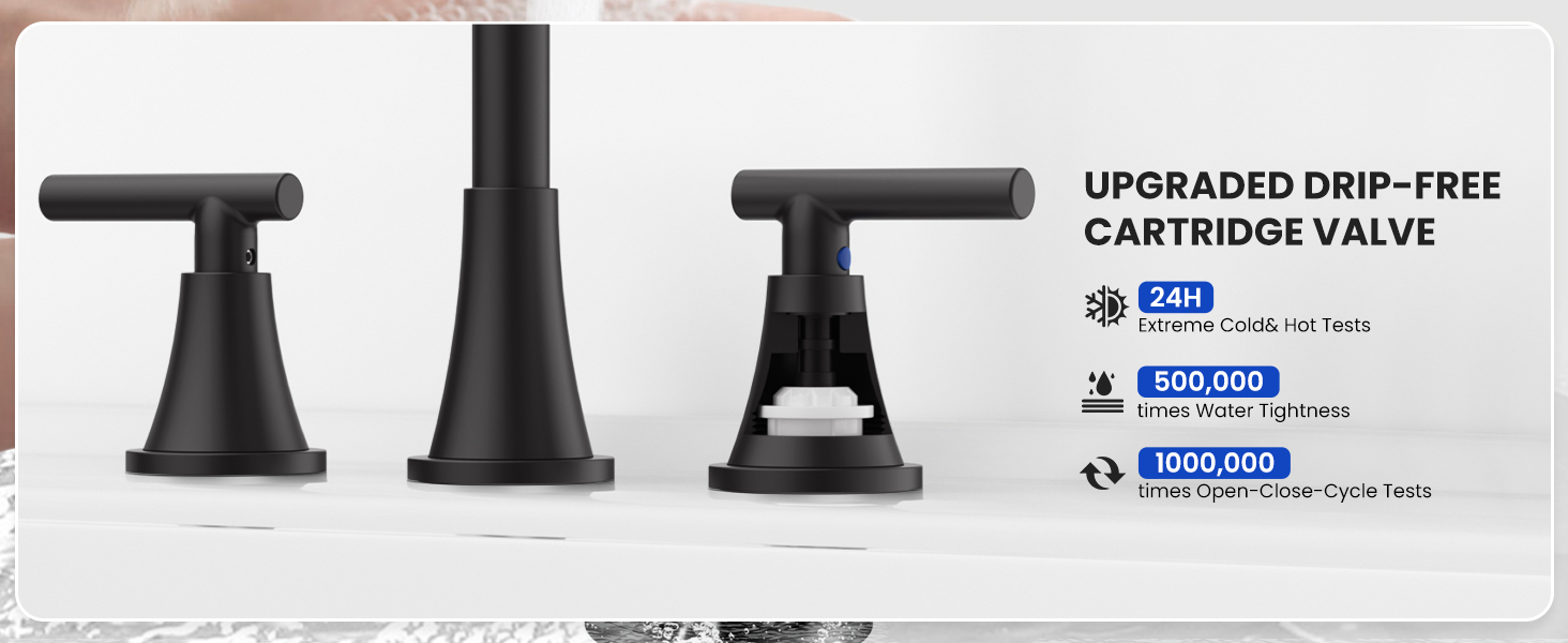 Matte Black Bathroom Sink Faucet Bathroom Faucets for Sink 3 Hole Faucet for Bathroom Sink Vanity RV