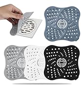 4 Pack Shower Drain Hair Catcher, Premium Silicone Shower Hair Catcher with Suction Cup for Regul...