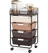 SYKIARIOL Rolling Cart with 4 Drawers,4 Tiers Rolling Utility Cart Craft Cart,Rolling Storage Dra...