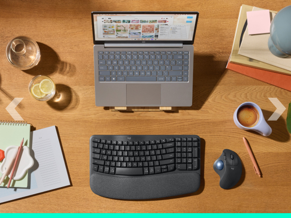 Logitech ERGO M575S Cordless Trackball Ergonomic Mouse and Wave Keys Wireless Keyboard