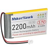 MakerHawk 3.7V 2200mAh LiPo Battery Rechargeable 1S 3C 903659 Lithium Polymer Battery with Protec...