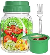 [UPGRADE] 1 Pack Glass Salad Pod with Silicone Divider Container for Lunch Meal Prep, Leakproof S...
