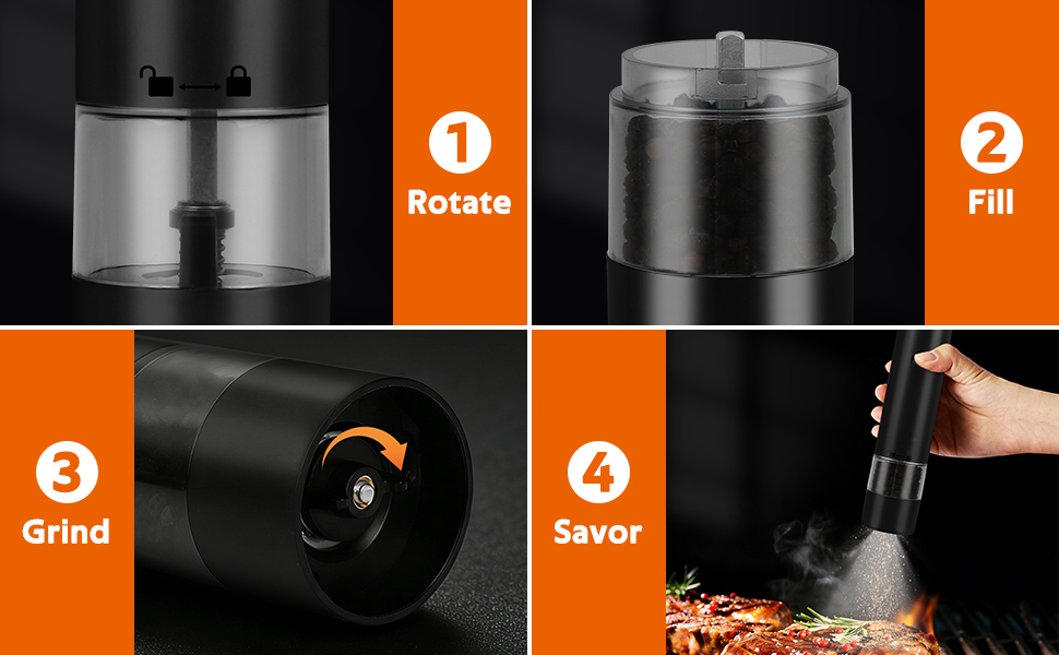 Rechargeable Electric Salt and Pepper Grinder Set