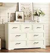AODK Farmhouse 7 Drawer Dresser for Bedroom, 47” Wide Rustic Storage Chest with Engineered Wood F...