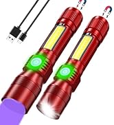Black Light UV Flashlight Rechargeable, 3in1 Super Bright Tactical Flashlights LED UV Black Light...