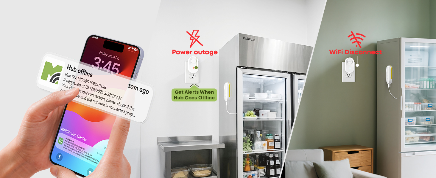 hub offline alerts for power outage incidents or WiFi disconnect